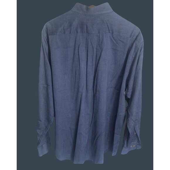 ROUNDTREE & YORKE- Blue Solid Button-Down Shirt Men's Size Large Business Casual - Picture 2 of 5